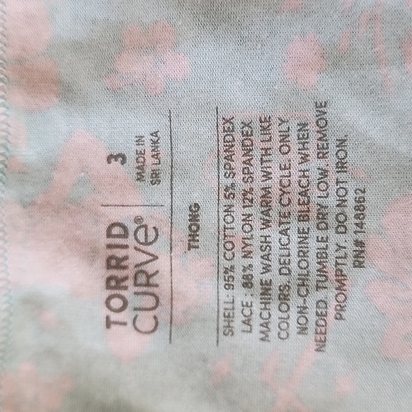 Torrid Cotton Mid-Rise Thong Lace Trim Panty "Tropical Soiree Blue"​​​ NWT sz 3 - Picture 4 of 8